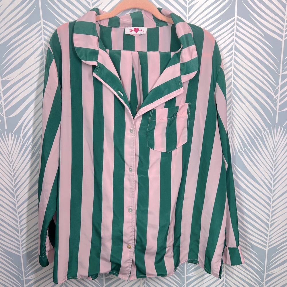 Buddy Love green and pink stripe pajamas